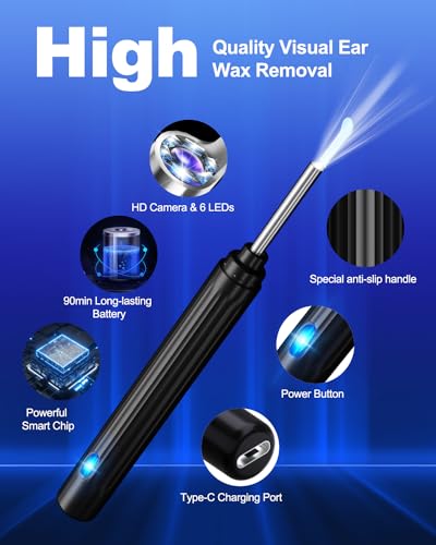 Ear Wax Removal Tool Camera with 6 LED Lights and 6 Ear Picks G936