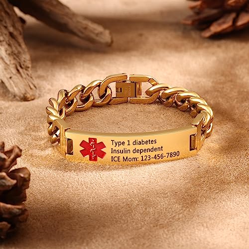 Engraved Stainless Steel Medical Alert ID Bracelet for Men H26566