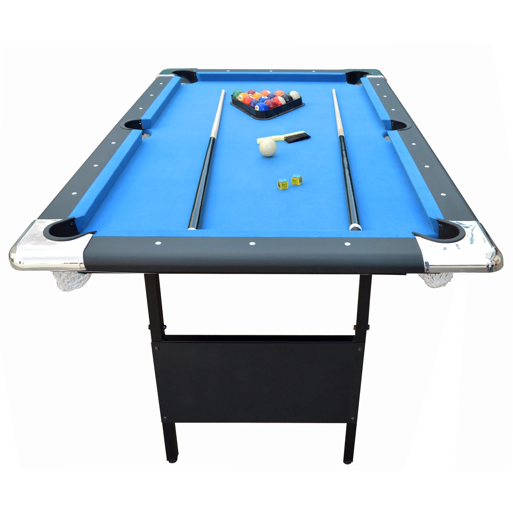 Portable Folding 6 ft. Pool Table, Blue Felt Y255