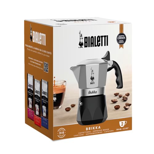 2 Cups 3.4 Oz Aluminum Black Stovetop Coffee Maker U804
