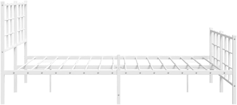 White Steel Metal Bed Frame Double Bed with Headboard Footboard S937