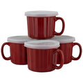 Set of 4 Red 16 fl oz Soup Mug with Lid N657