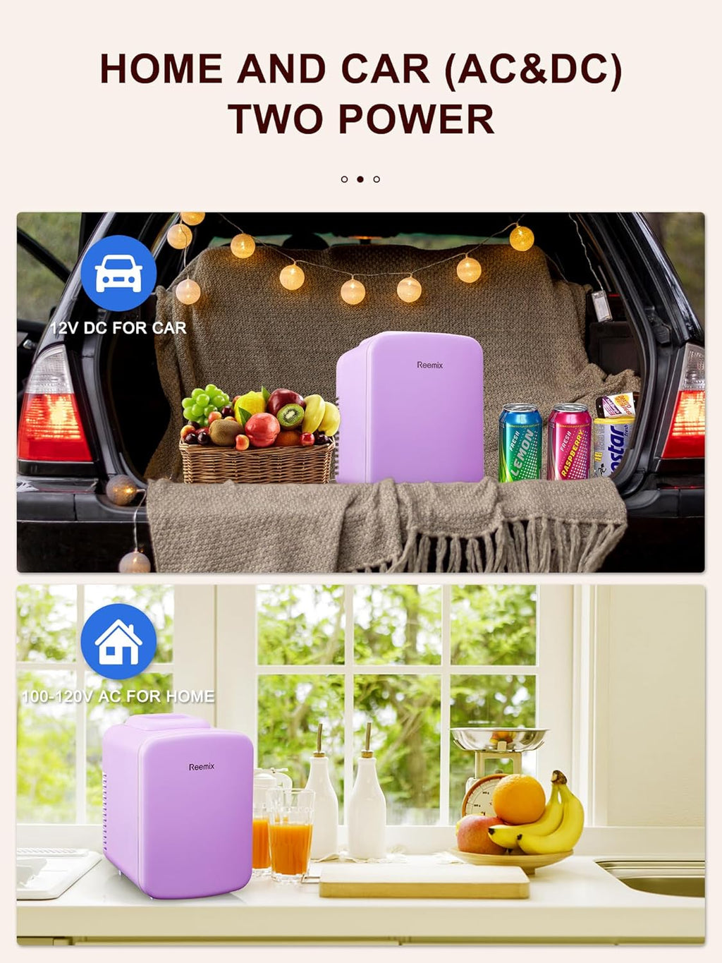 3.7 Liter 6 Can Portable Cooler Warmer Personal Refrigerator Freon-Free Purple Y668
