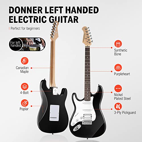 Black HSS Solid Body Electric Guitar with Amplifier, Bag, Tuner, Capo, Strap, Cable, Picks W801403