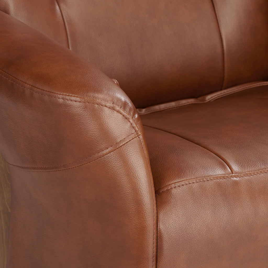 Brown Swivel Faux Leather Recliner Chair U8099