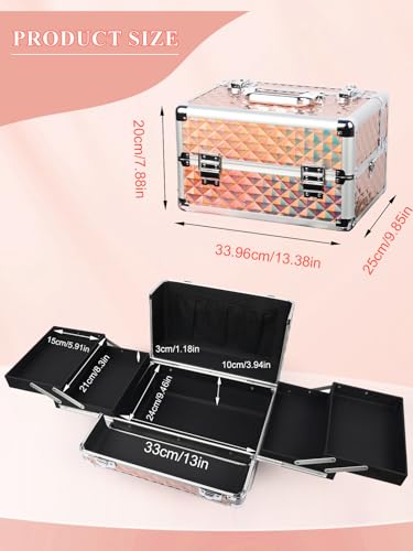 Black Portable Makeup Train Case with Lock and Shoulder Strap P73377