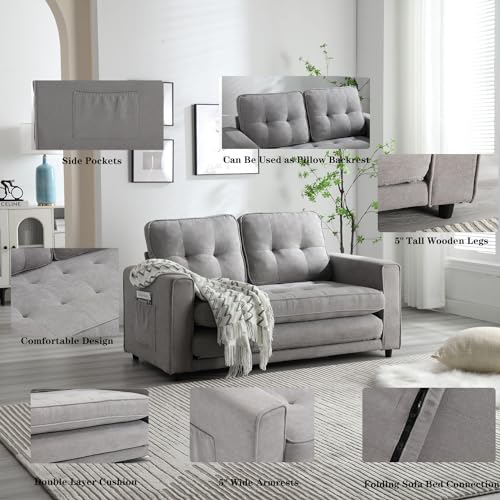 Dark Grey Convertible Folding Futon Sofa Bed S518491