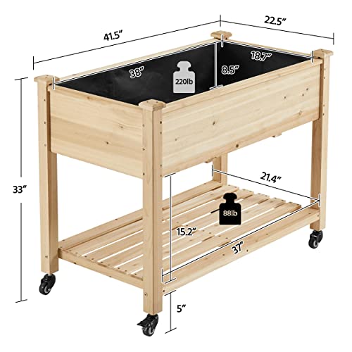 Wooden Raised Garden Bed with Wheels, 2 PCS O439196