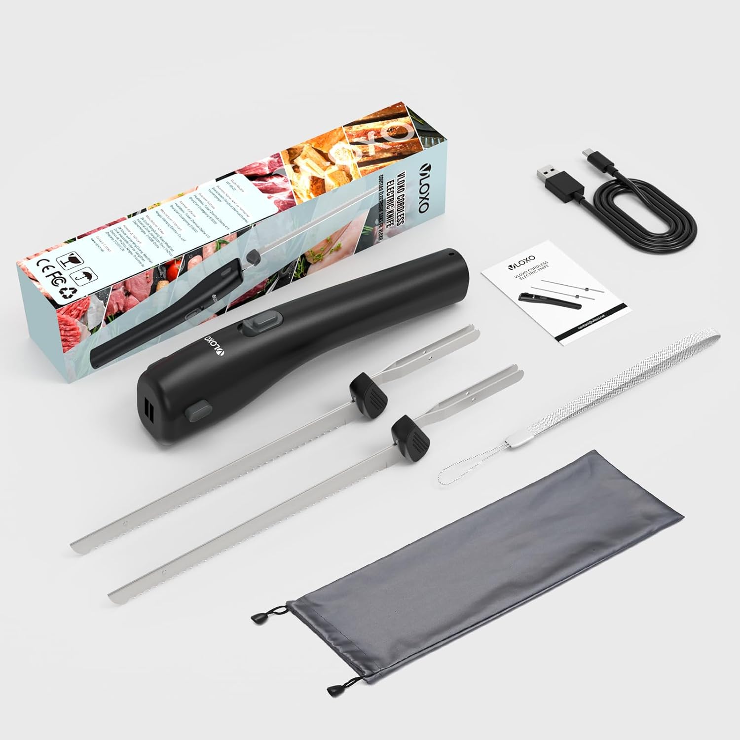 Cordless Electric Knife with Safety Lock Include 2 Blades B809109