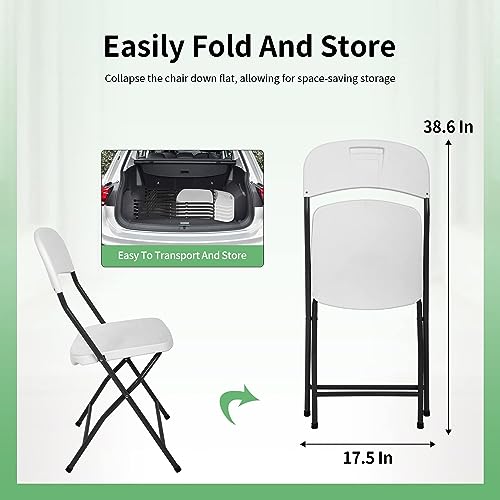 White Plastic Folding Chairs Set of 4 with Metal Frame I18691