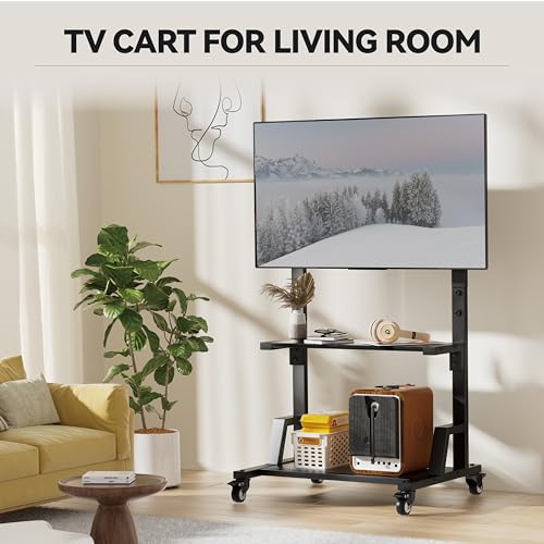 Rolling TV Cart Floor Stand with Mount and Wheels C70745