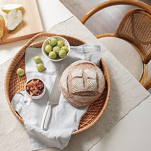 Round Wicker Rattan Tray 18 inches Hand Woven Natural Serving Tray with Handles H13058