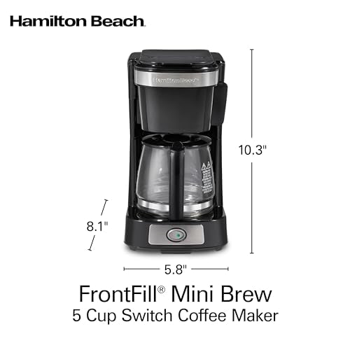 5 Cup Drip Coffee Maker with Glass Carafe, Black & Stainless Steel O87000