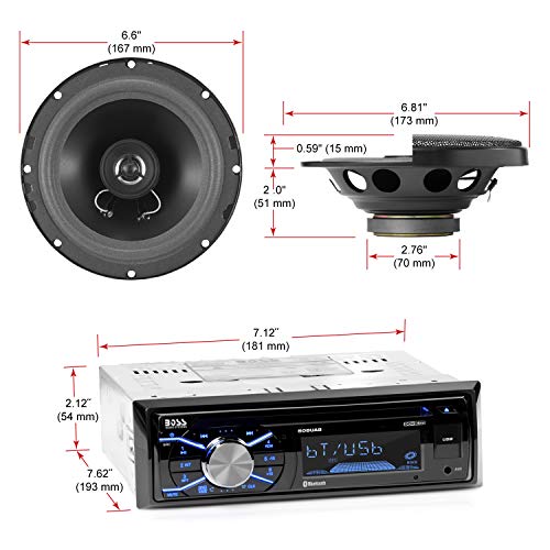 Single Din Bluetooth Car Stereo with 6.5 Inch 2 Way Speakers V3086