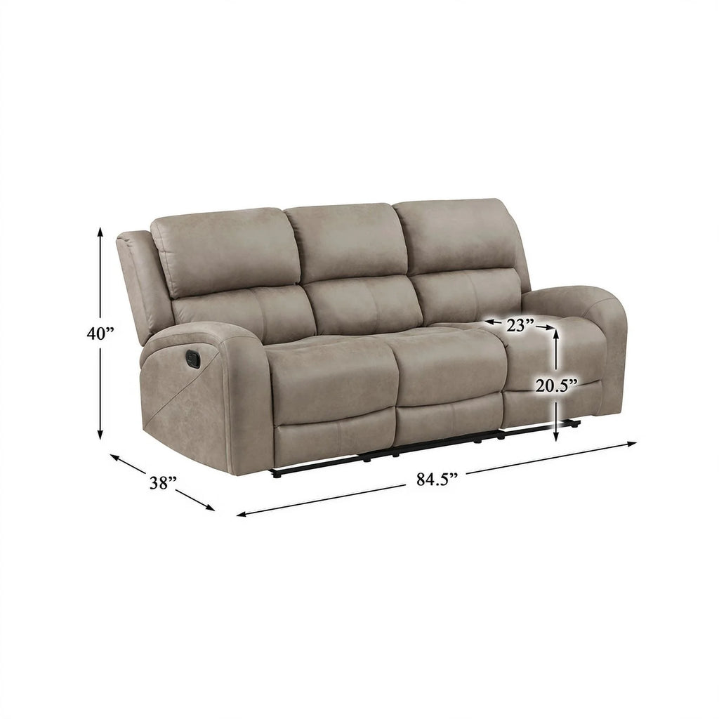Polished Microfiber Double Reclining Sofa in Brown T3156
