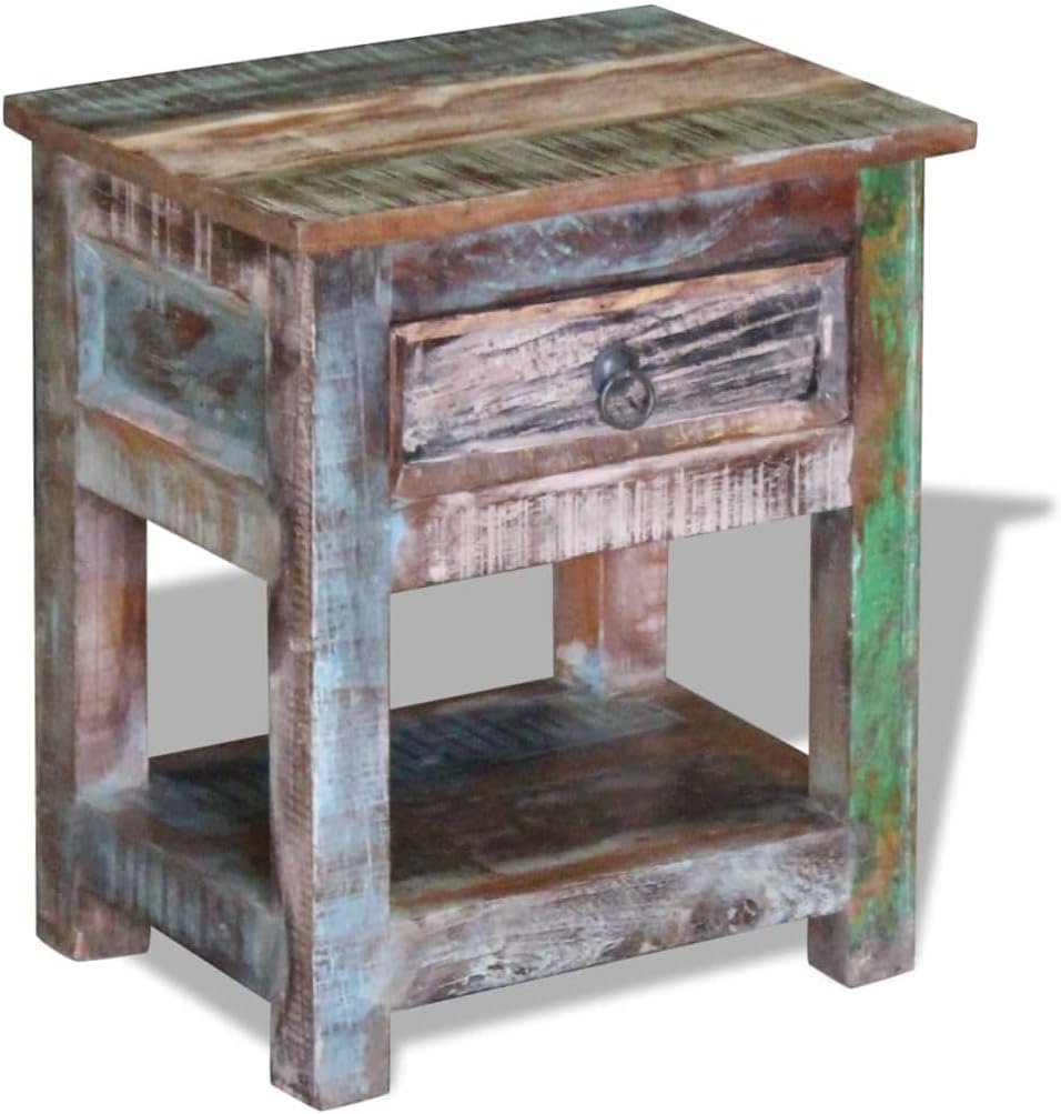 Solid Reclaimed Wood Side Table with 1 Drawer P87928