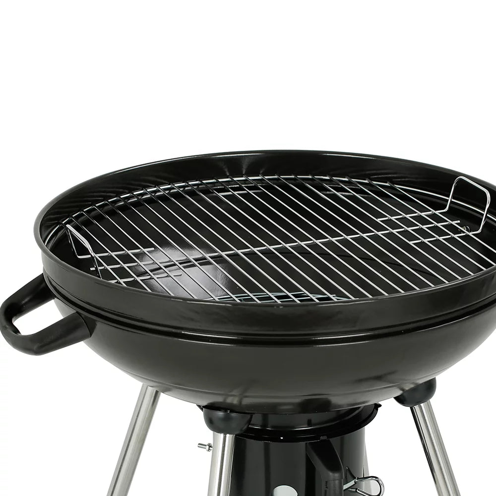 22" Round Portable Charcoal Kettle Grill With 2 Wheels, Black U175609