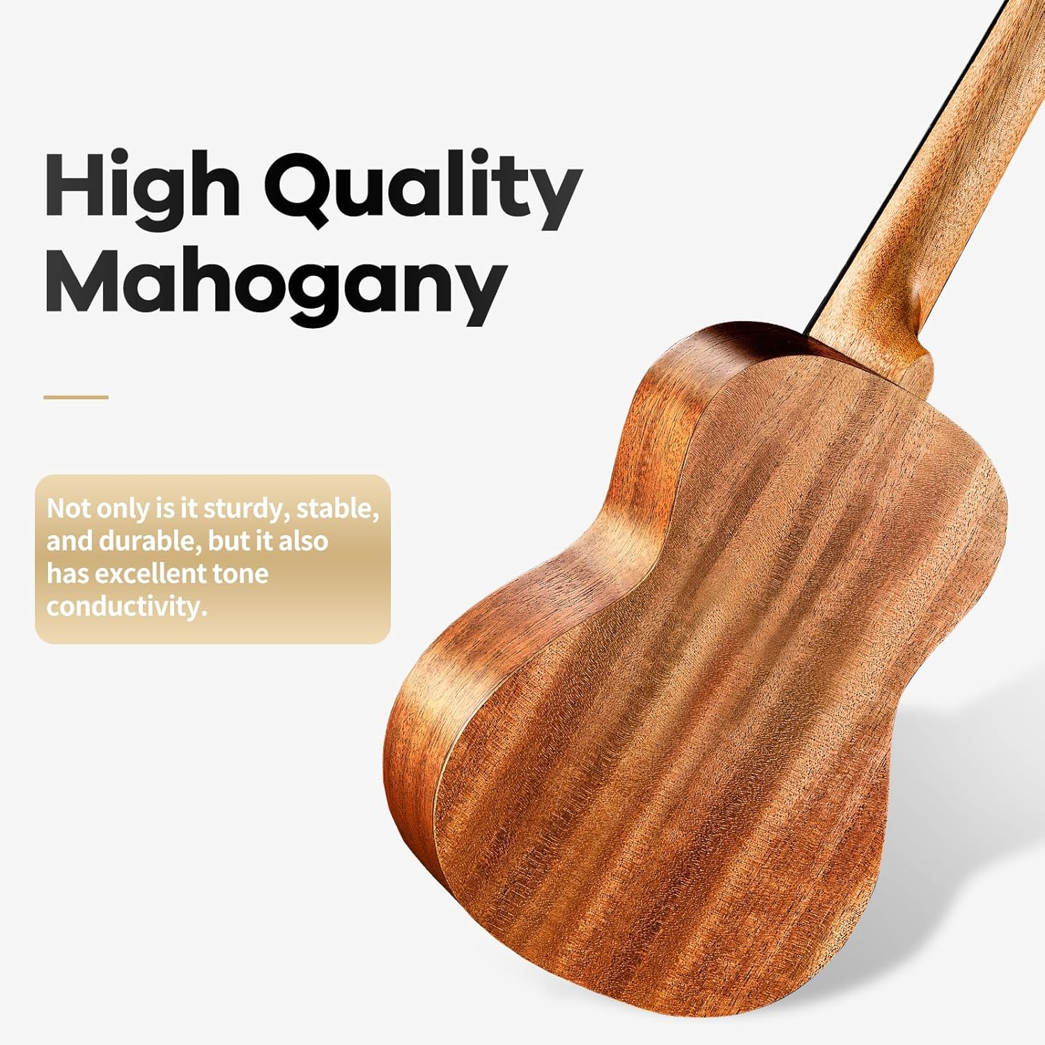 23 Inch Mahogany Soprano Ukulele Kit with Tuner, Capo, Gig Bag, Strap, Picks, Nylon String & Cloth U4844