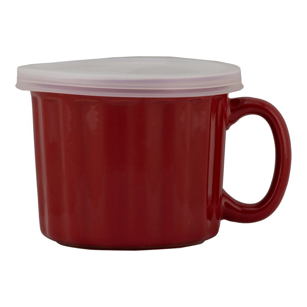 Set of 4 Red 16 fl oz Soup Mug with Lid N657