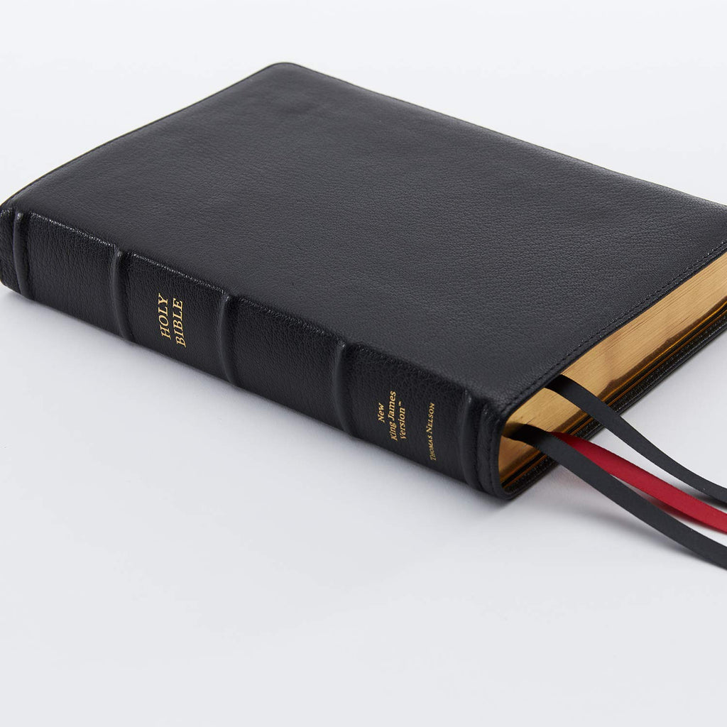 Black Premium Goatskin Leather Reference Bible K869