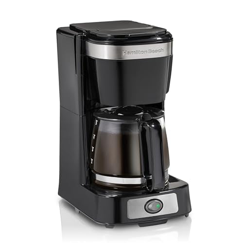 5 Cup Drip Coffee Maker with Glass Carafe, Black & Stainless Steel O87000