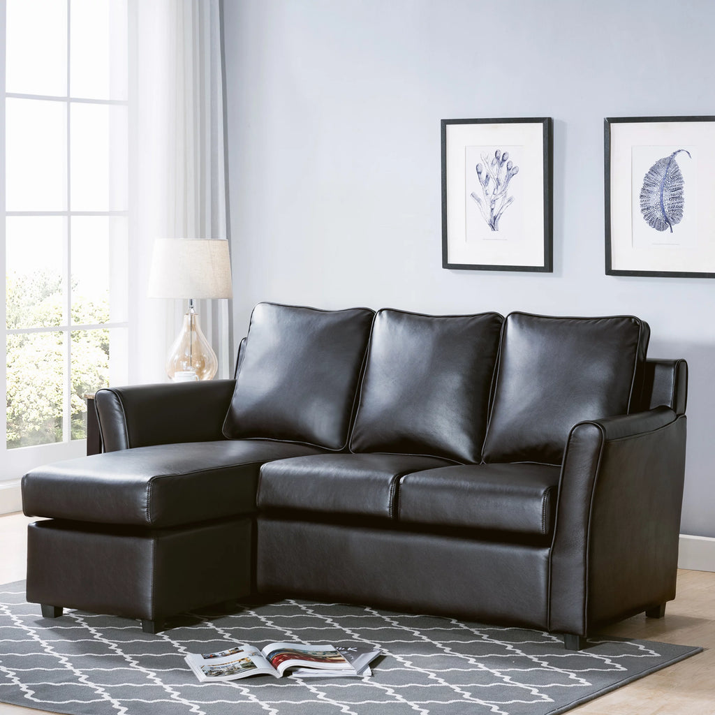Dark Gray Faux Leather Sectional Sofa G1203