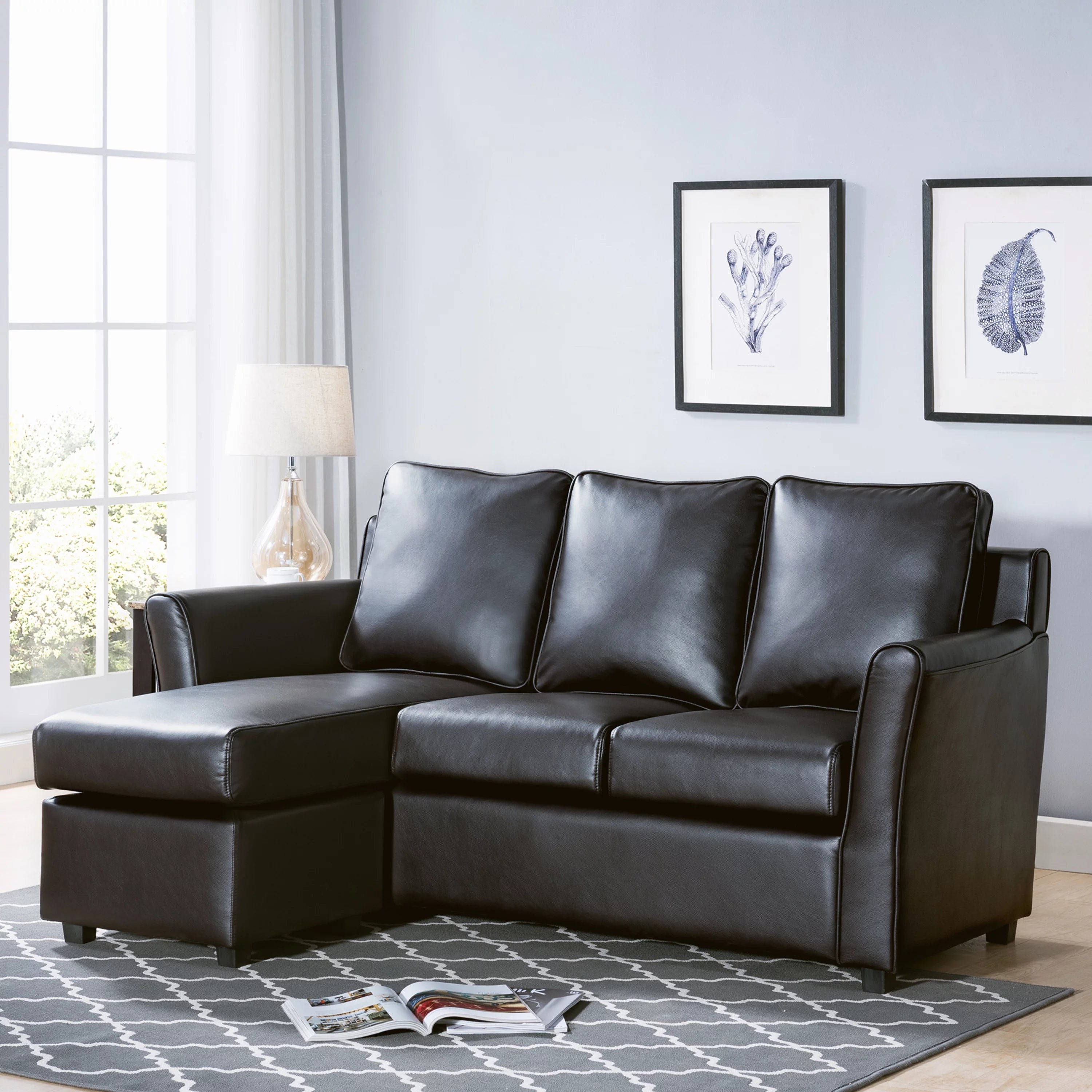 Dark Gray Faux Leather Sectional Sofa G1203