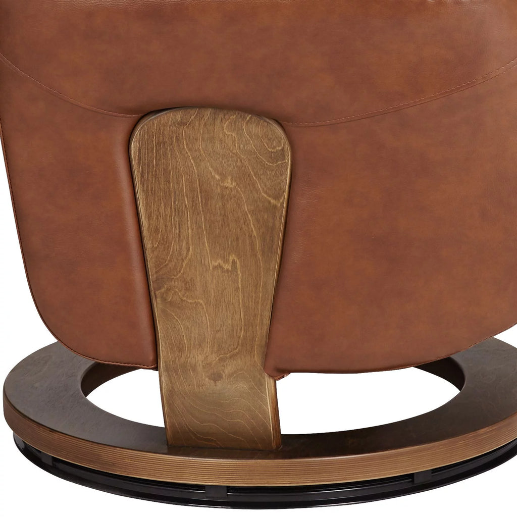 Brown Swivel Faux Leather Recliner Chair U8099