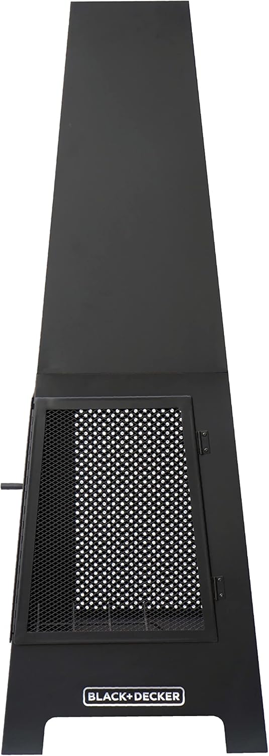 Black Steel Chiminea Fireplace with Poker C739350