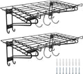2-Pack Black Garage Wall Shelving with 6 Bike Hooks C639296