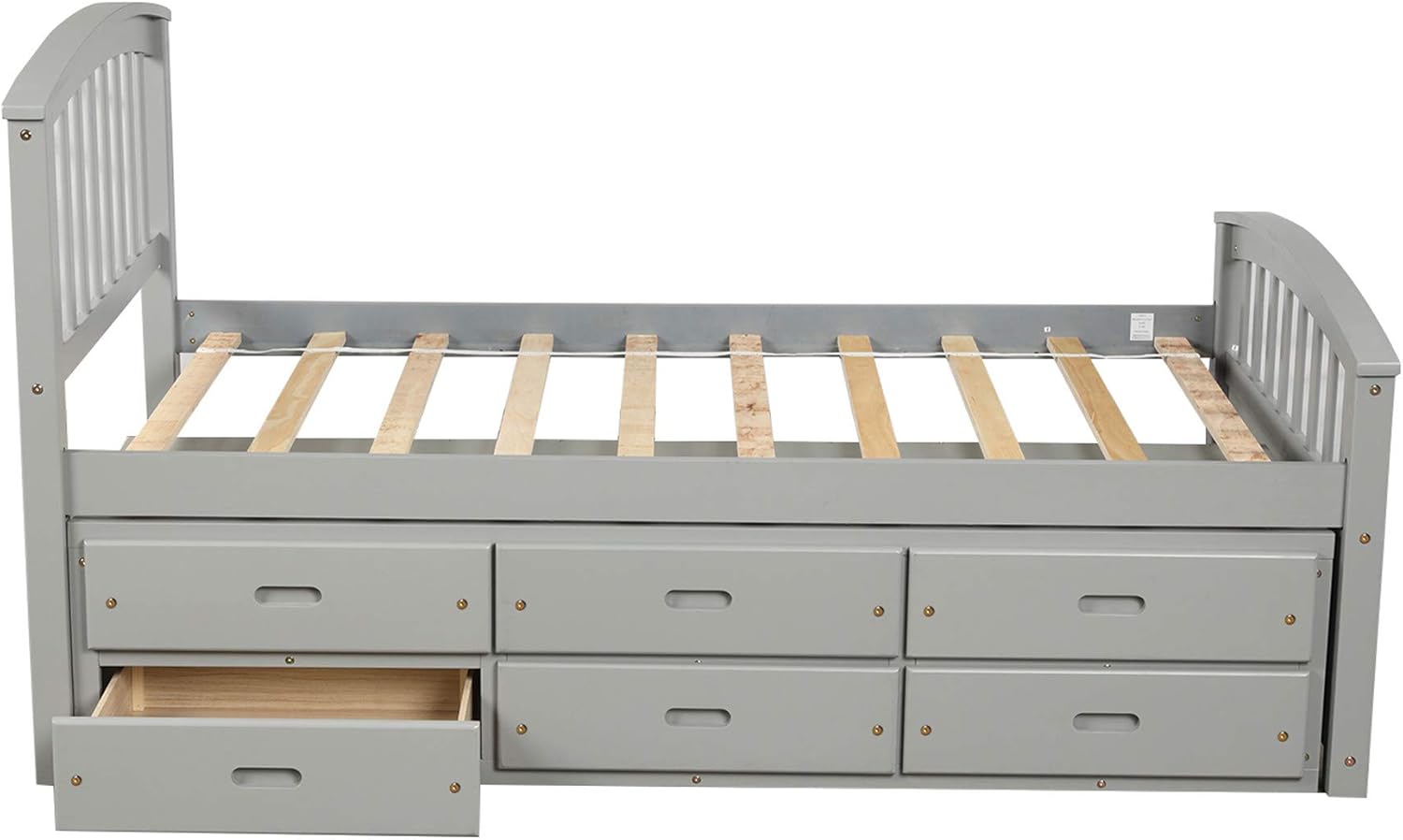 Twin Size Solid Wood Platform Storage Bed with 6 Drawers R12869