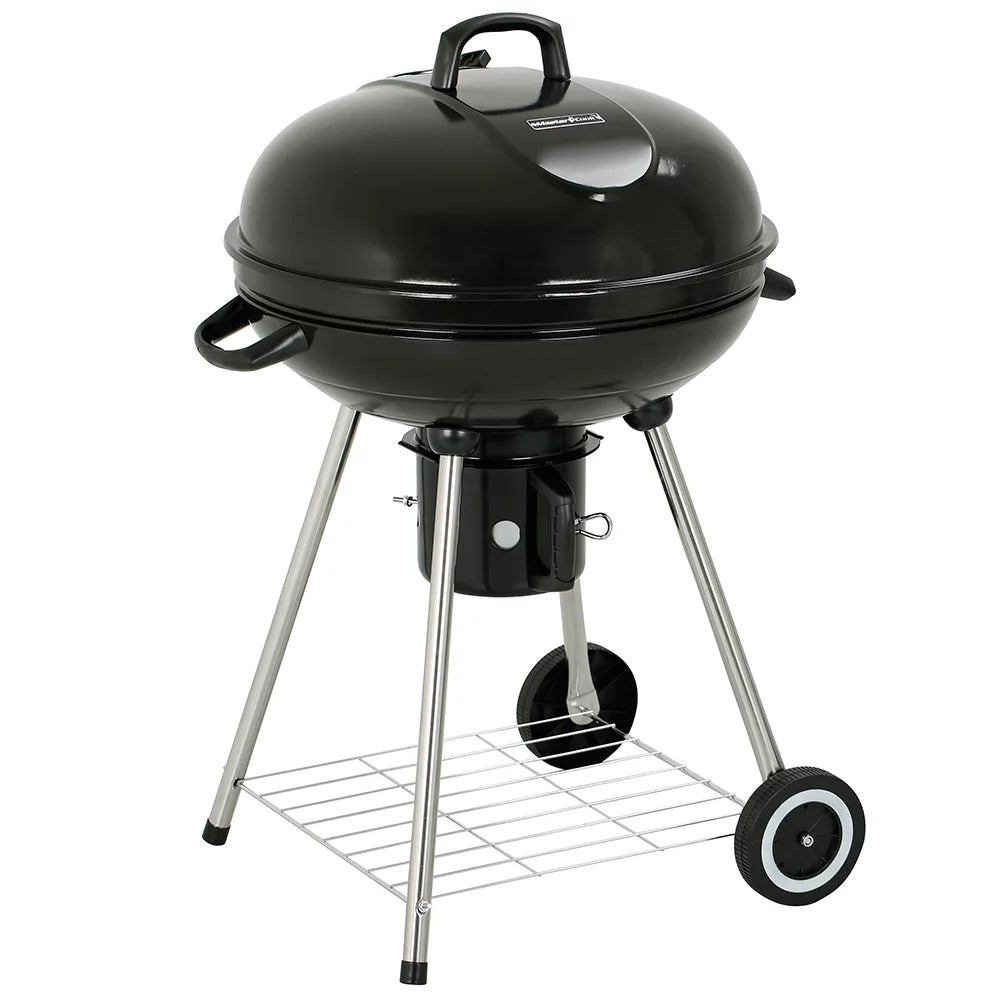 22" Round Portable Charcoal Kettle Grill With 2 Wheels, Black U175609