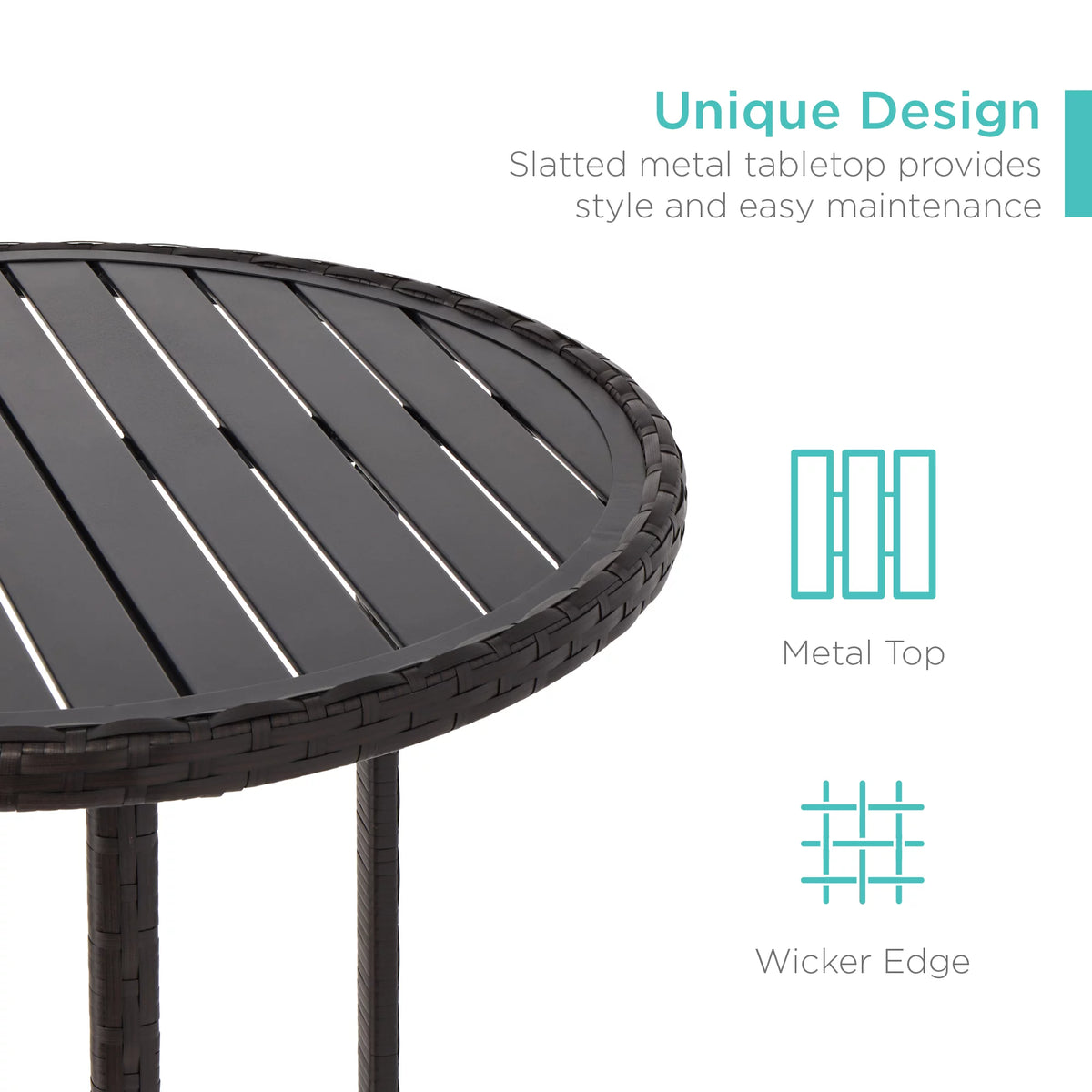3-Piece Outdoor Wicker Patio Bar Table Bistro Set with Barstools X92219