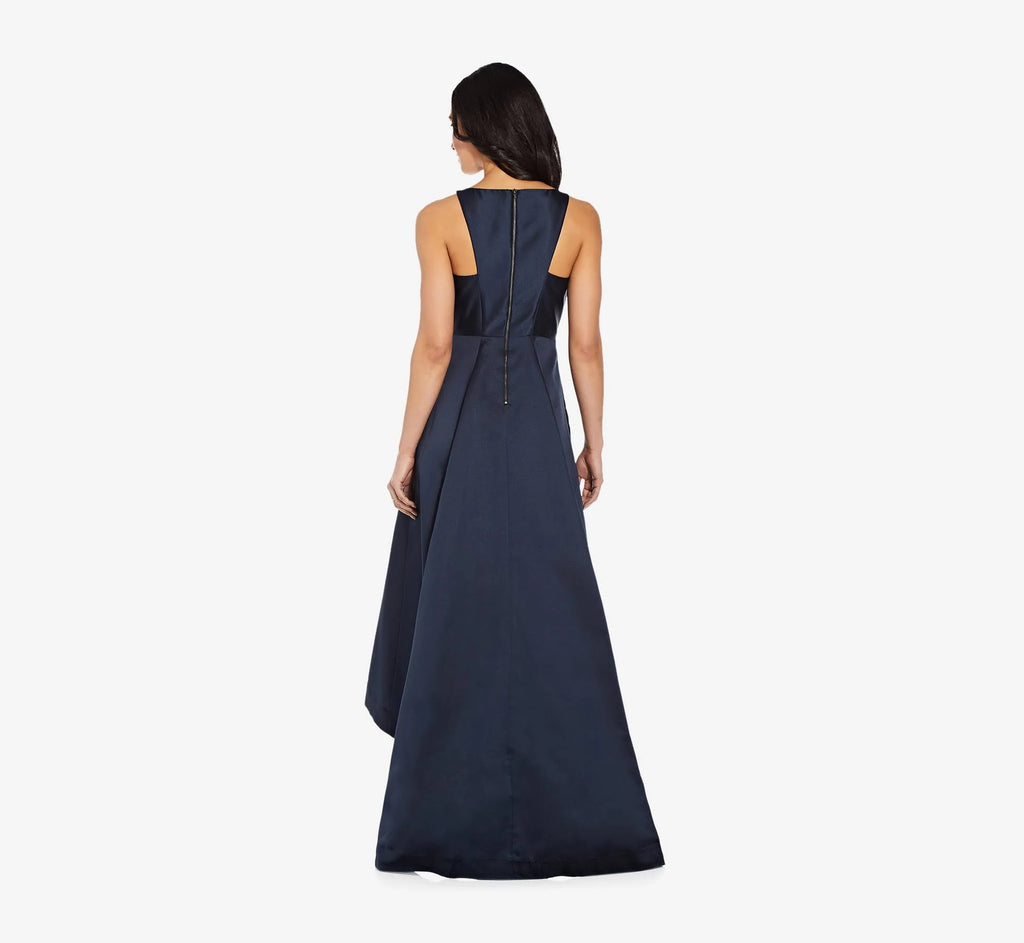 Navy High Low Mikado Gown J1560