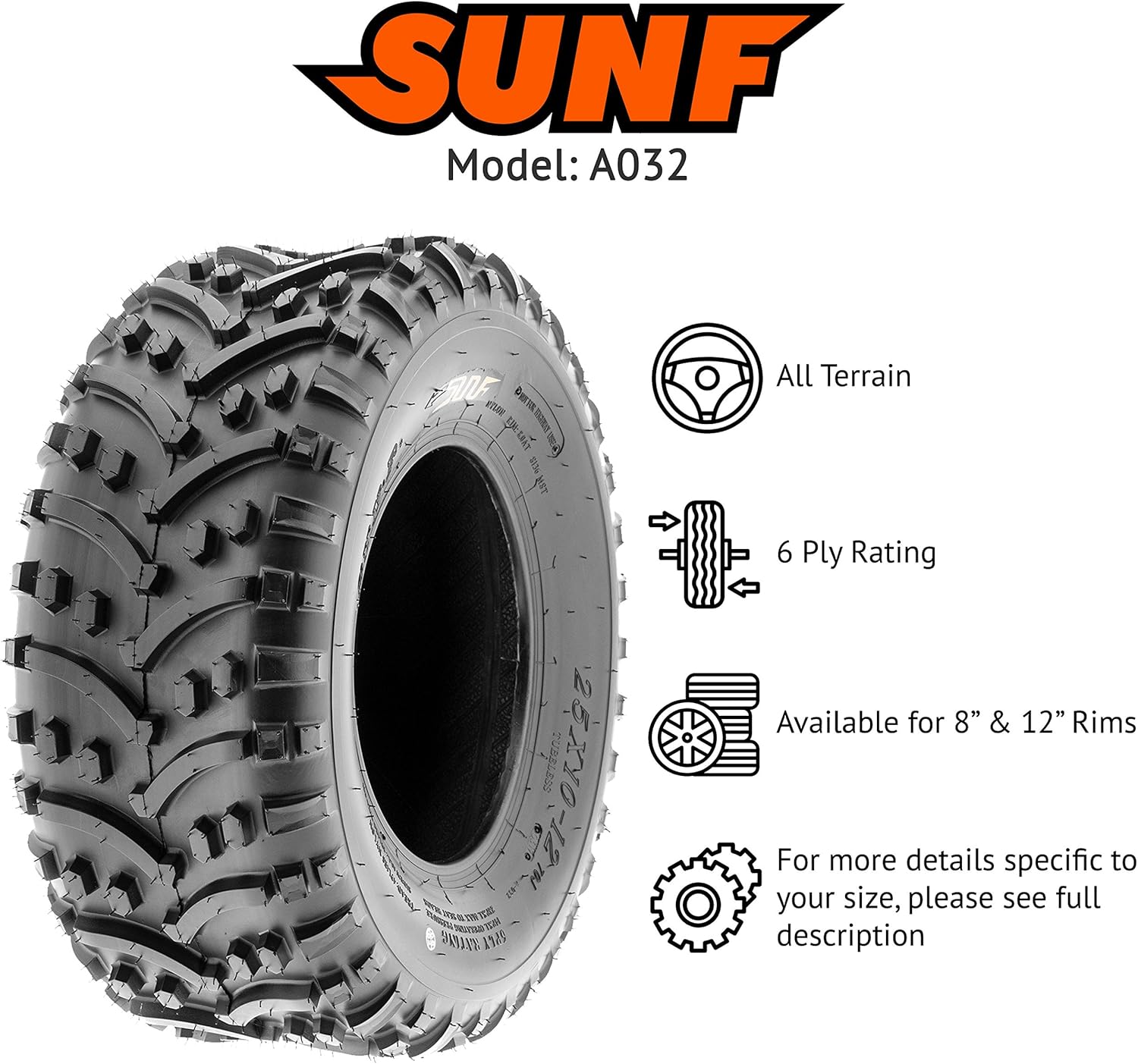 22x11-8 ATV UTV Tire Knobby Tubeless - PAIR of 2 I26516