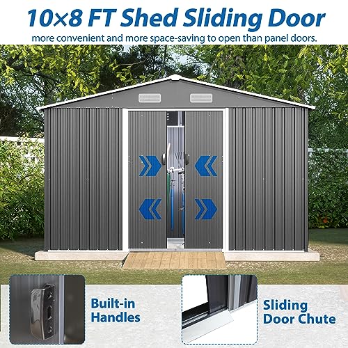 Black Heavy-Duty Outdoor Metal Storage Shed with Floor Base C84299