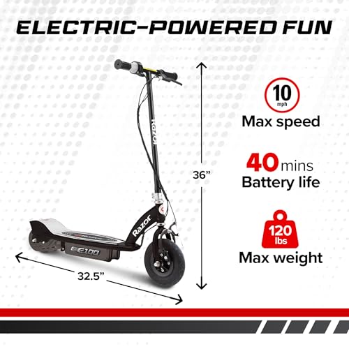 Black 24 Volt Electric Kick Scooter with 8 Inch Pneumatic Tires L1634