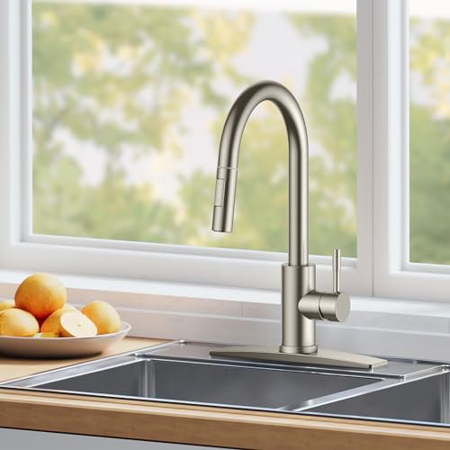 Black Kitchen Faucet with Pull Down Sprayer Stainless Steel High Arc Gooseneck K97585