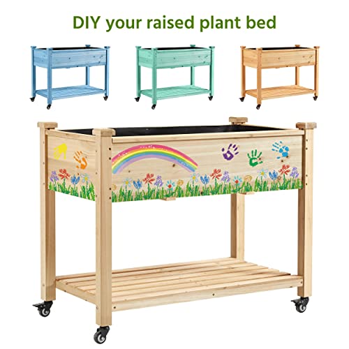 Wooden Raised Garden Bed with Wheels, 2 PCS O439196