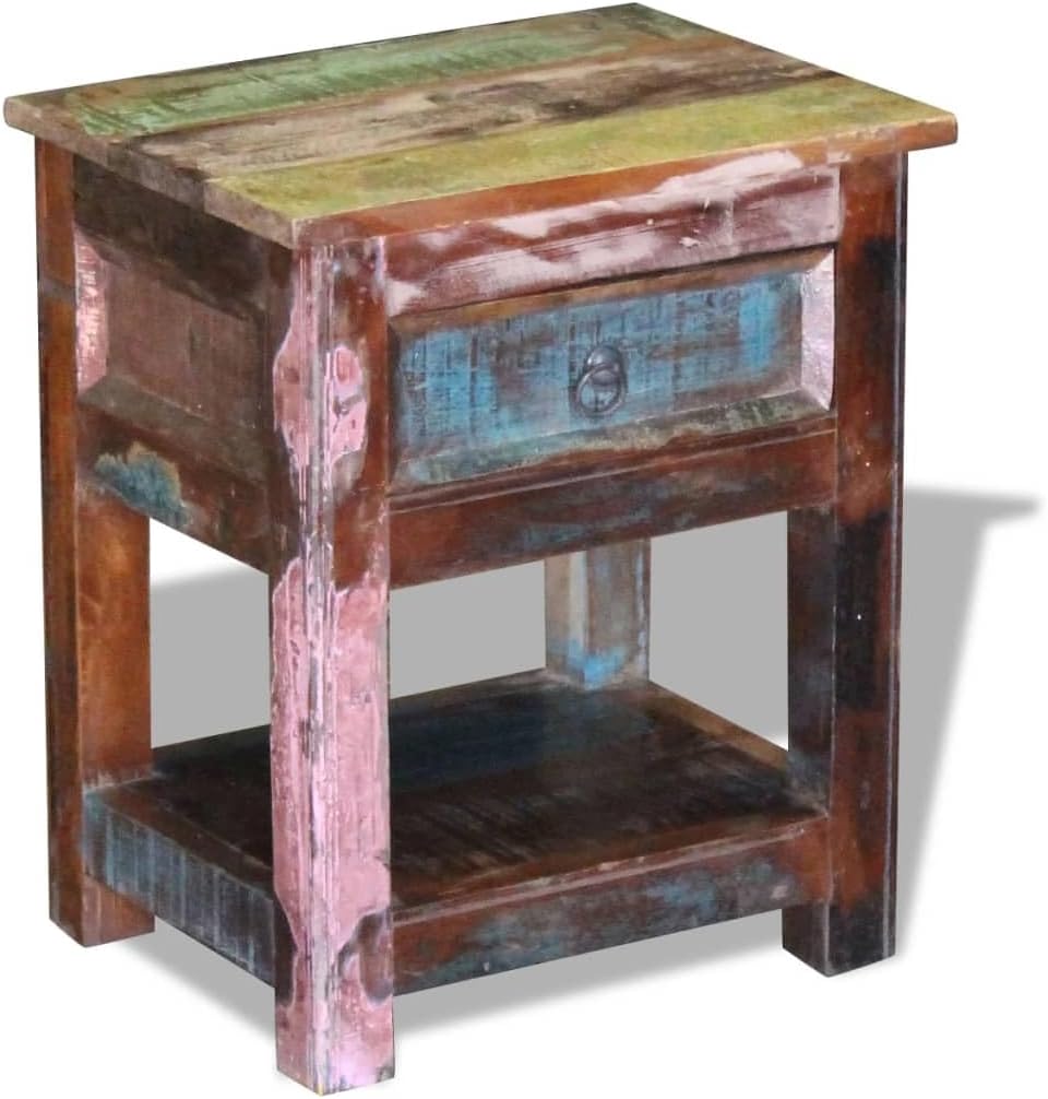 Solid Reclaimed Wood Side Table with 1 Drawer P87928