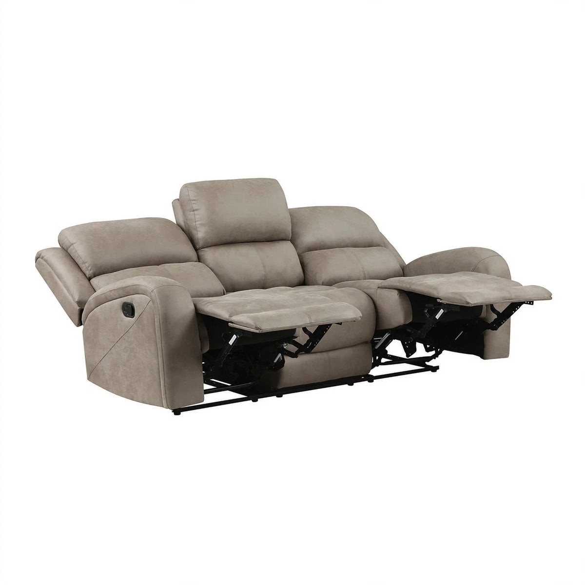 Polished Microfiber Double Reclining Sofa in Brown T3156