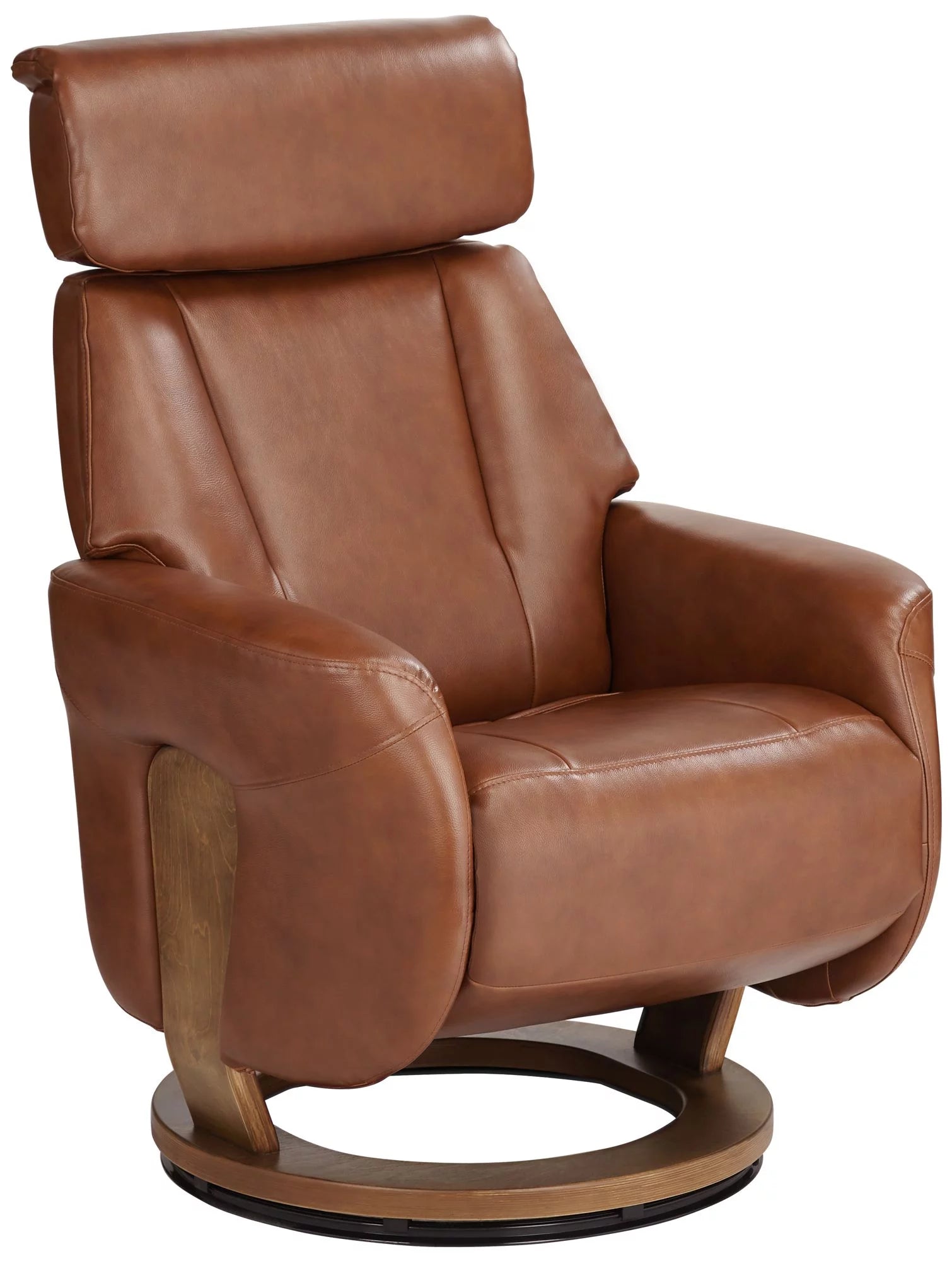 Brown Swivel Faux Leather Recliner Chair U8099