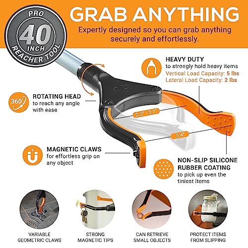 Folding Grabber Reacher 43 Inch with Rotating Head and Extra Long Handle O127