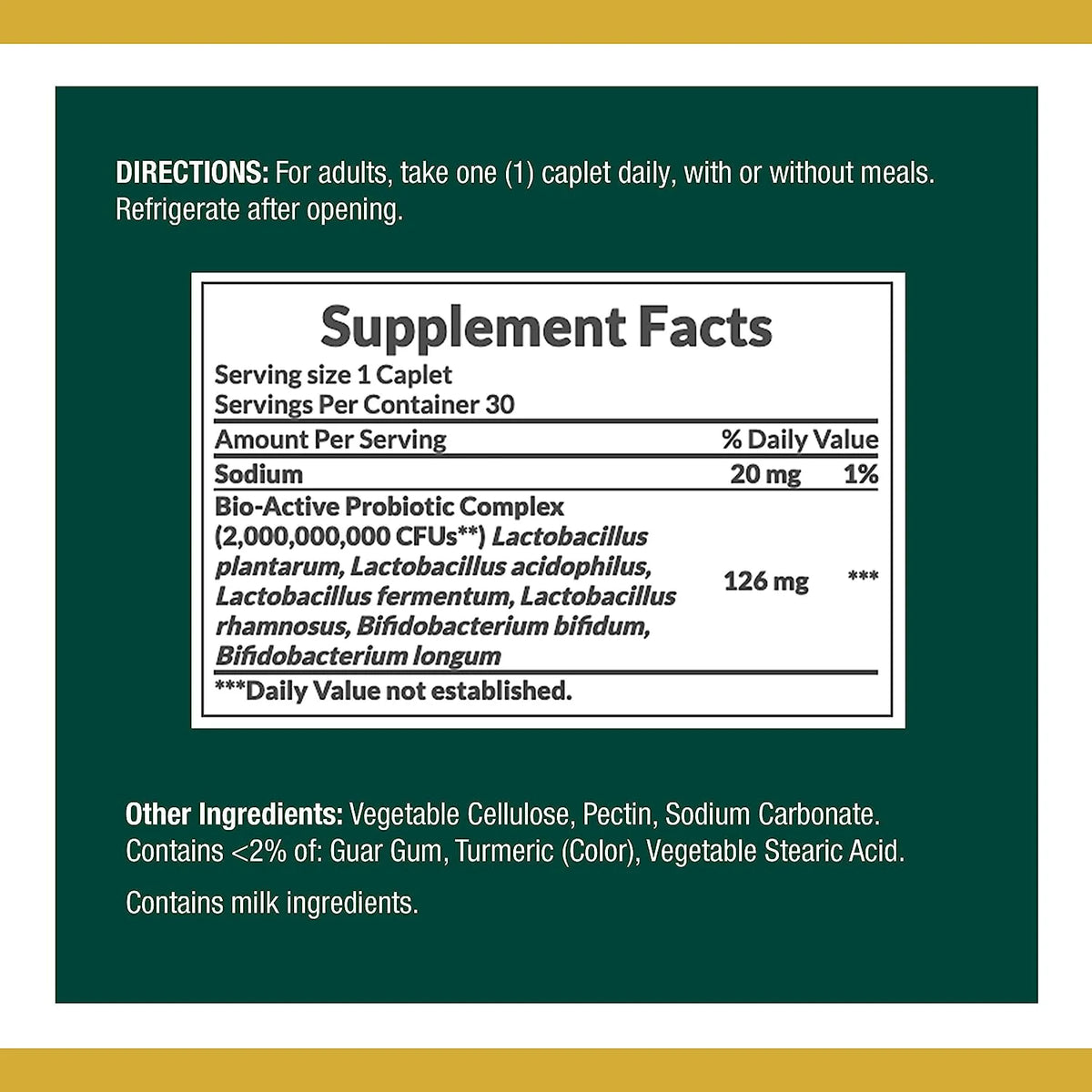 Controlled Delivery Probiotic Dietary Supplement, 30 Caplets U8651