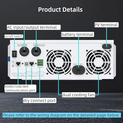 5000W 48V to 120V Pure Sine Wave Power Inverter 5kW Built-in 80A MPPT Charger D942