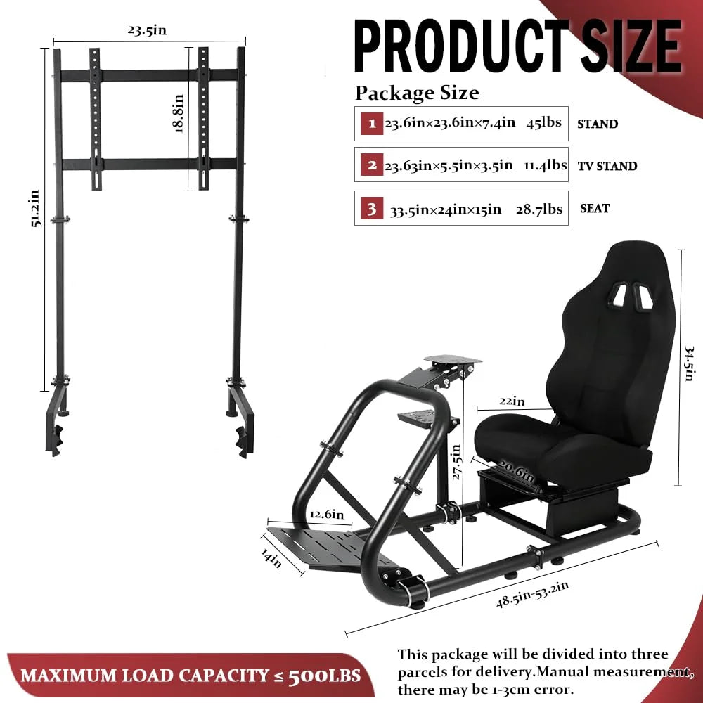 Racing Sim Cockpit with TV Stand & Seat B108