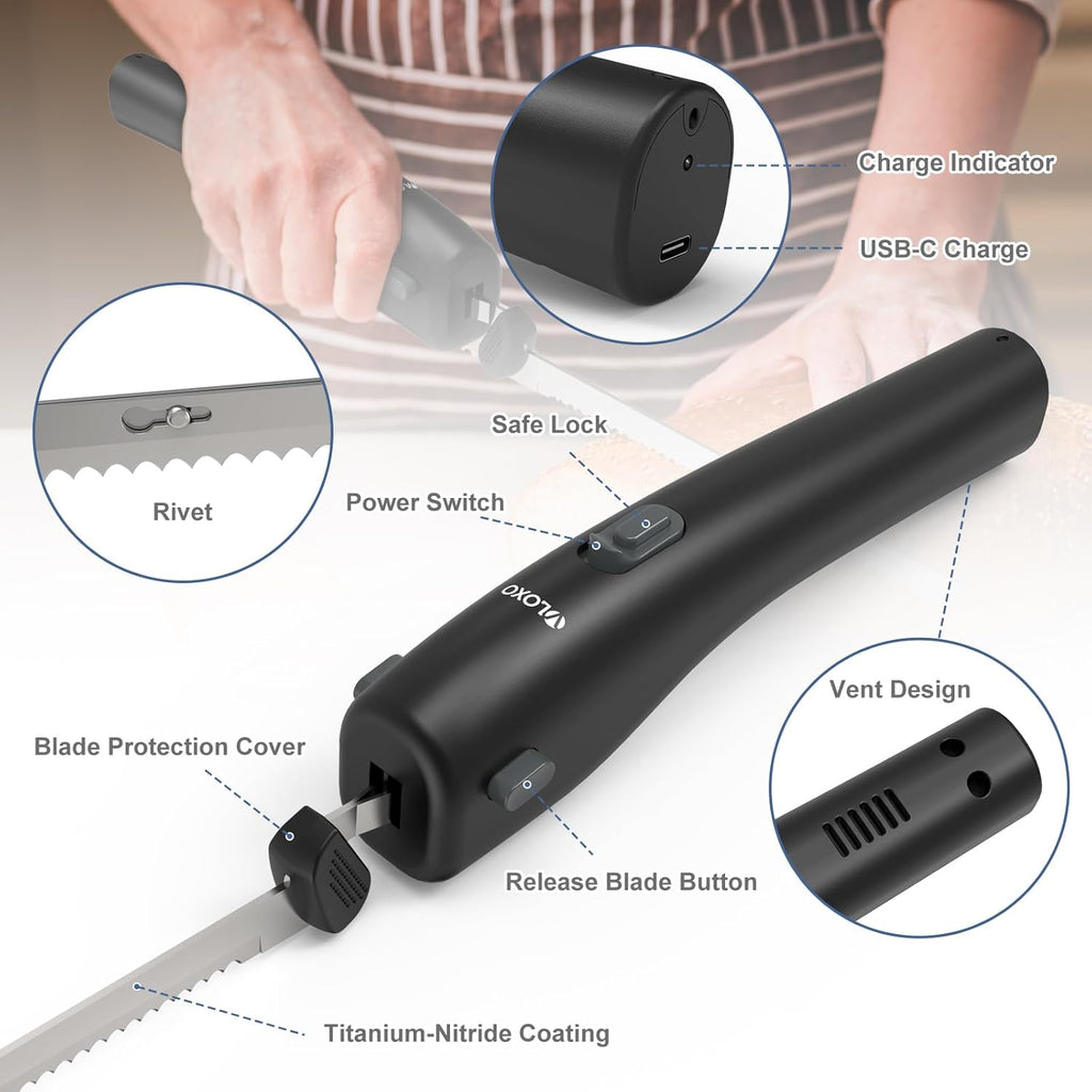 Cordless Electric Knife with Safety Lock Include 2 Blades B809109
