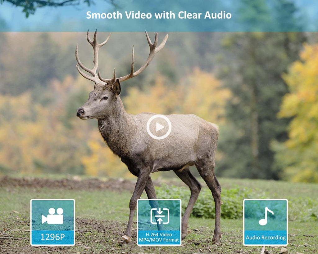 32MP 1296P Trail Camera with 100ft Night Vision V43903