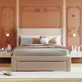 Beige Velvet Full Size Bed Frame with Storage Drawer R3638