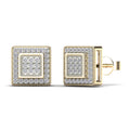 14K Yellow Gold Diamond Square Stud Earrings K536